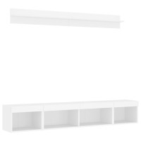 Produktbild för Tv-bänk 5 delar LED vit konstruerat trä