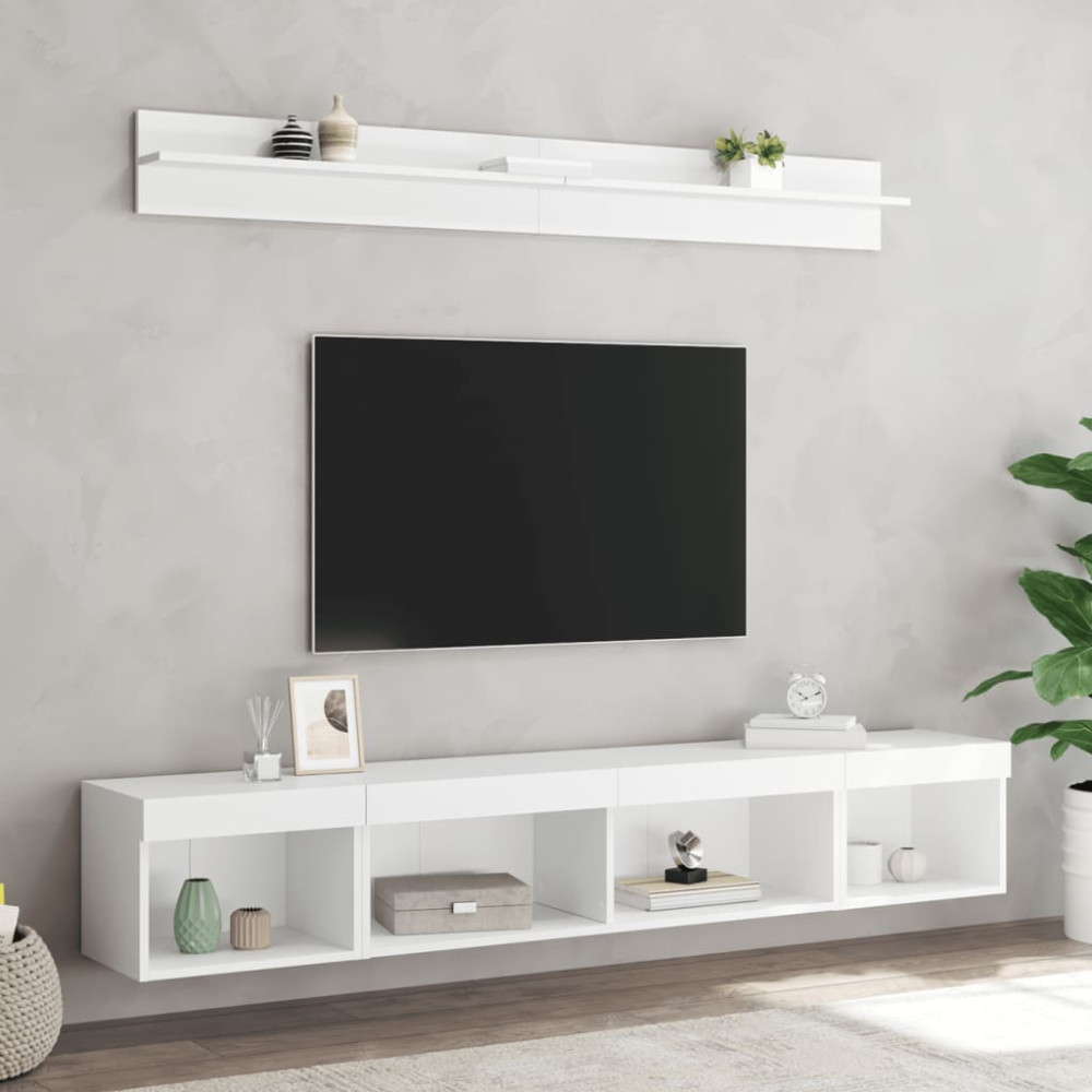 Produktbild för Tv-bänk 5 delar LED vit konstruerat trä
