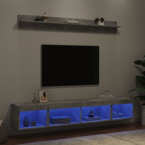 vidaXL Tv-bänk 5 delar LED betonggrå konstruerat trä