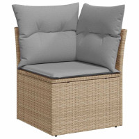 Produktbild för Trädgårdsoffset med kudde 8 pcs Beige konstrotting