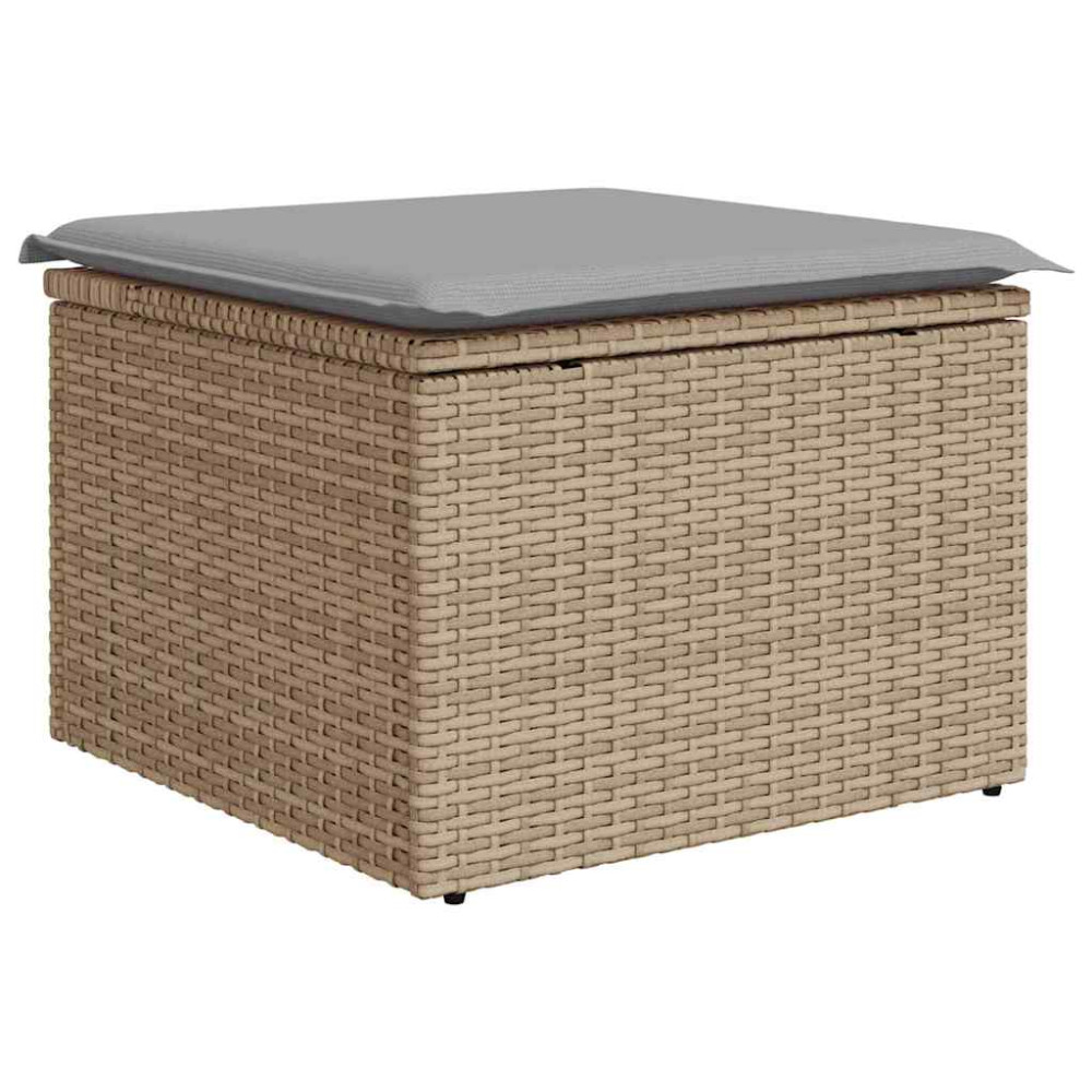 Produktbild för Trädgårdsoffset med kudde 8 pcs Beige konstrotting
