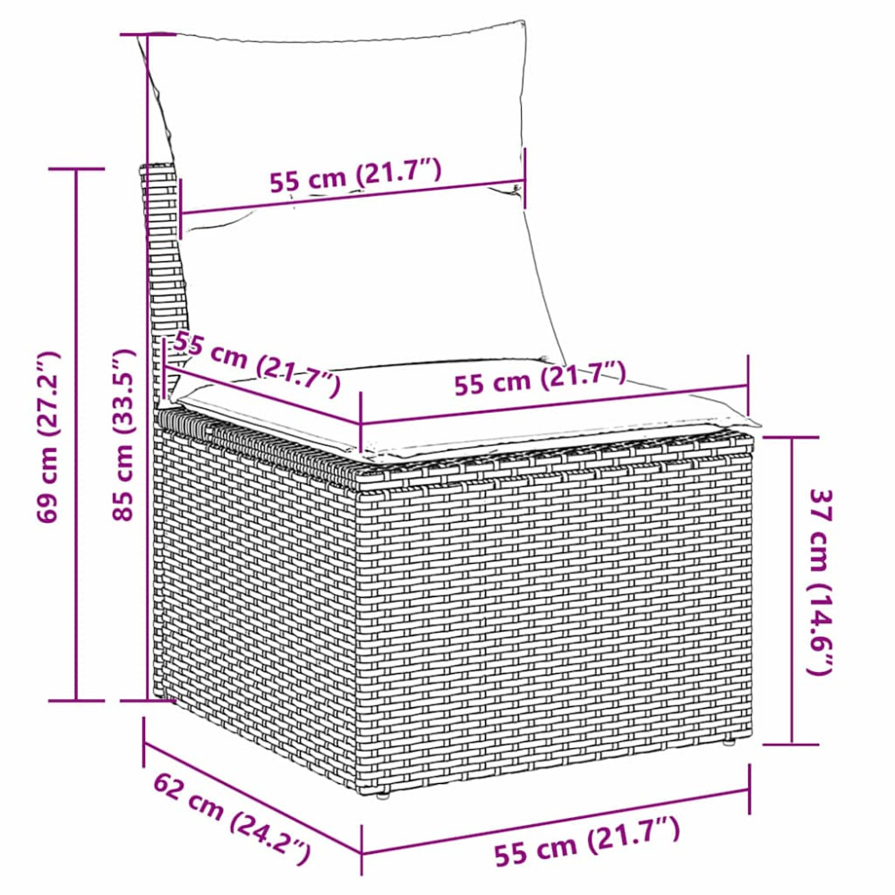 Produktbild för Trädgårdsoffset med kudde 8 pcs Beige konstrotting