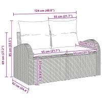 Produktbild för Trädgårdsoffset med kudde 8 pcs Beige konstrotting