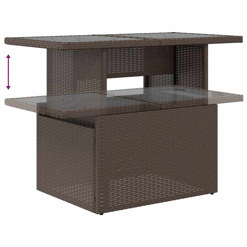 Produktbild för Trädgårdsoffset med kudde 8 pcs Brun Poly rattan