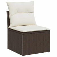 Produktbild för Trädgårdsoffset med kudde 8 pcs Brun Poly rattan