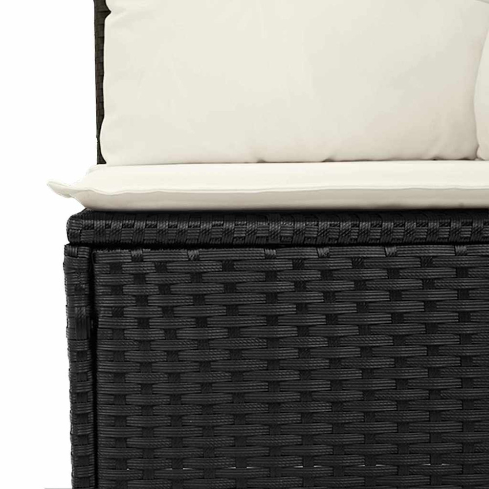 Produktbild för Trädgårdsoffset med kudde med lagring 7 pcs Svart Poly rattan