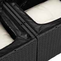 Produktbild för Trädgårdsoffset med kudde med lagring 7 pcs Svart Poly rattan