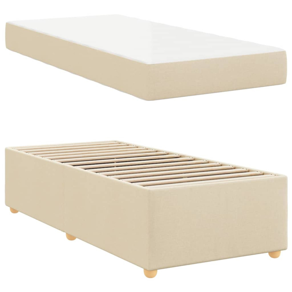 Produktbild för Sängram med madrass Kräm 100 x 200 cm tyg
