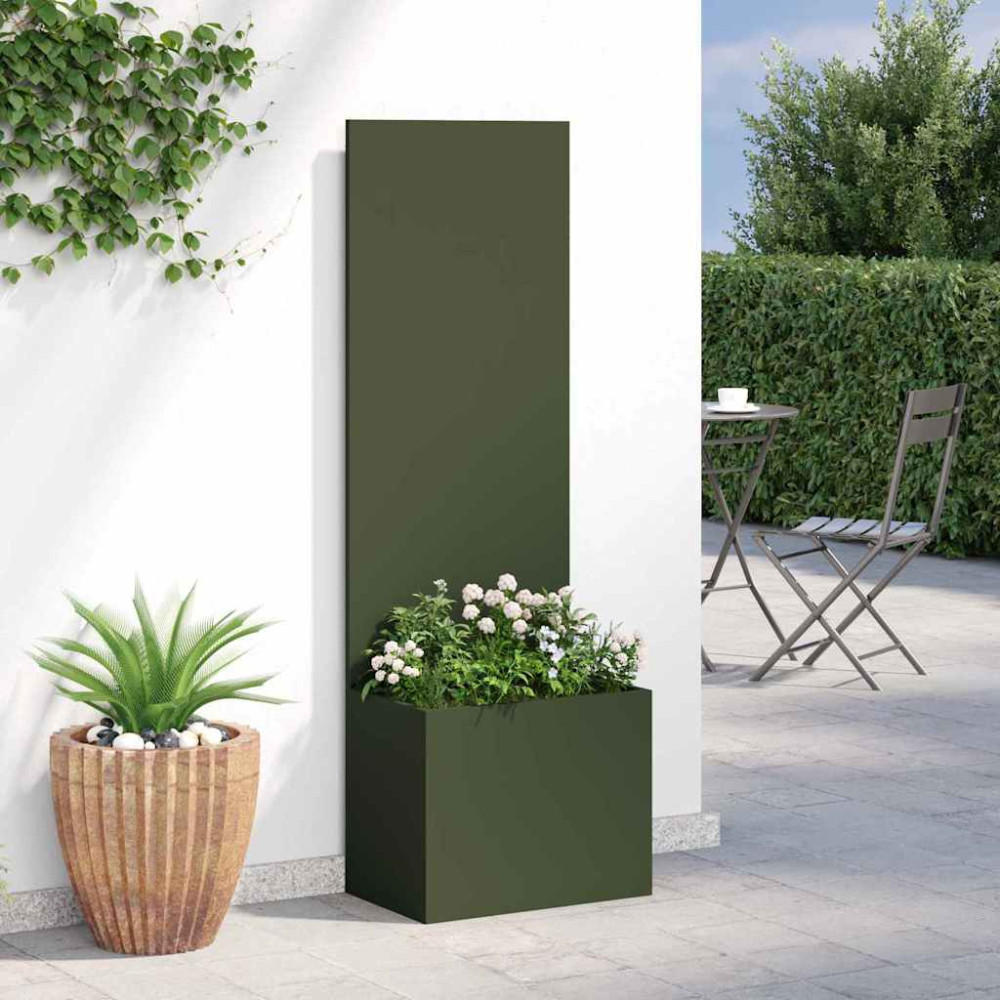 Produktbild för Trädgårds integritetsskärm Olivgrön 50 x 150 cm Kallvalsat stål