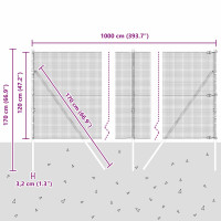 Produktbild för Markfixerat Svetsat Stängsel 10 x 1,2 m (B x H)