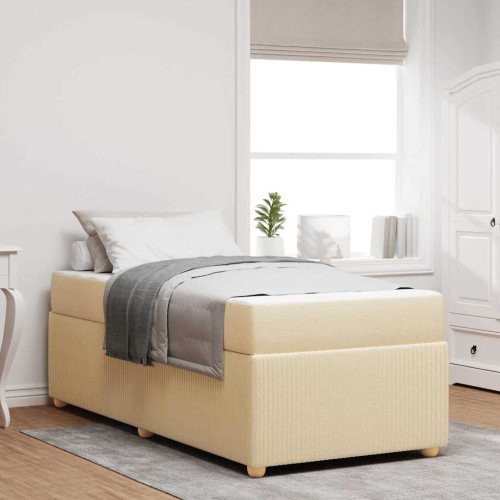 vidaXL Sängram med madrass Kräm 90 x 190 cm tyg