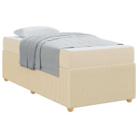 Produktbild för Sängram med madrass Kräm 90 x 190 cm tyg