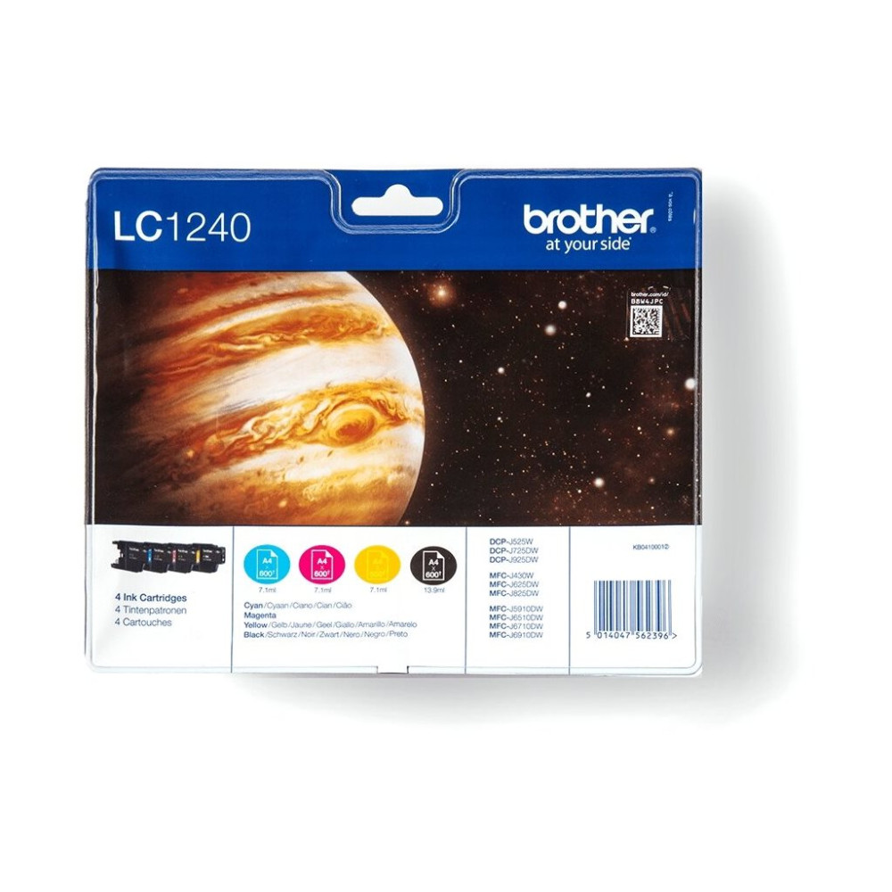 Produktbild för Brother LC1240 Value Pack - 4-pack - svart, gul, cyan, magenta - original - bläckpatron