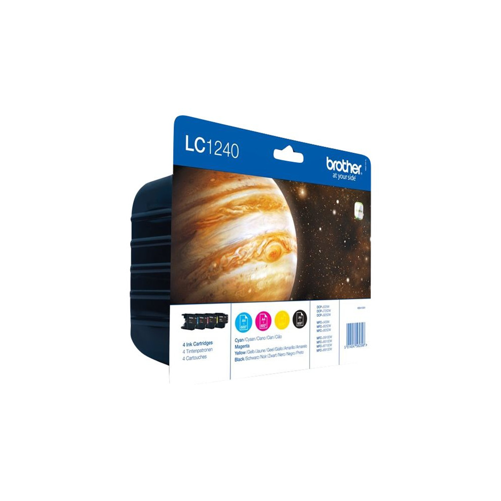 Produktbild för Brother LC1240 Value Pack - 4-pack - svart, gul, cyan, magenta - original - bläckpatron