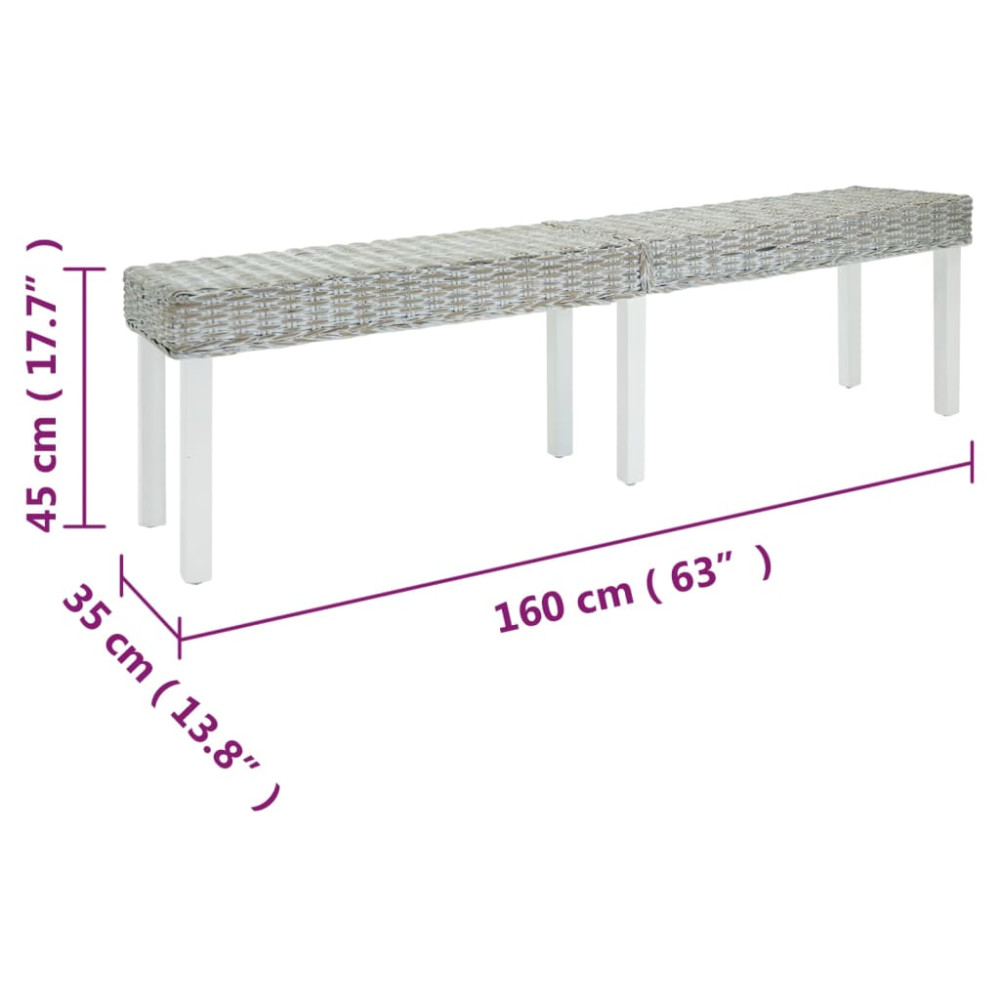 Produktbild för Bänk vit 160x35x45 cm kuburotting och massivt mahognyträ
