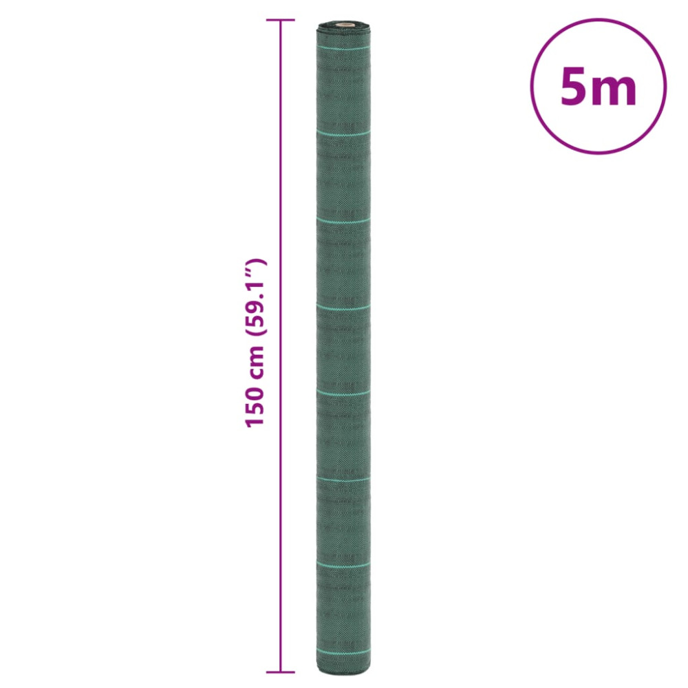 Produktbild för Ogräsmatta grön 1,5x5 m PP