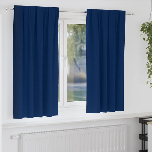 vidaXL Mörkläggningsgardiner med Ringar 2 pcs Mörkblå 175 x 140 cm - Gardiner & Persienner