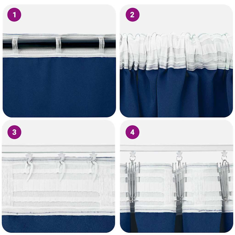 Produktbild för Mörkläggningsgardiner med Ringar 2 pcs Mörkblå 175 x 140 cm