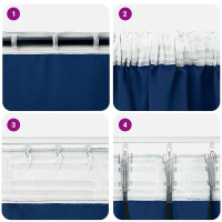 Produktbild för Mörkläggningsgardiner med Ringar 2 pcs Mörkblå 175 x 140 cm