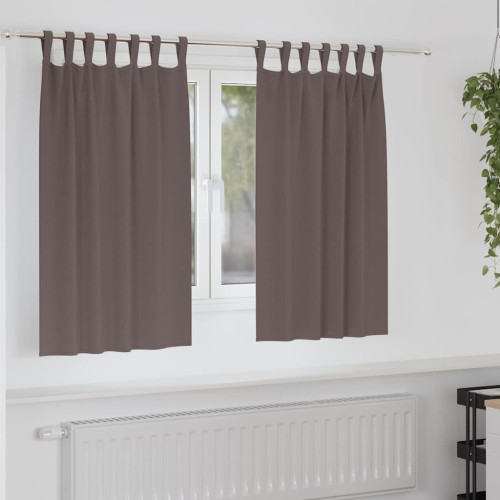 vidaXL Mörkläggningsgardiner med Ringar 2 pcs Mörkbrun 140 x 140 cm - Gardiner & Persienner