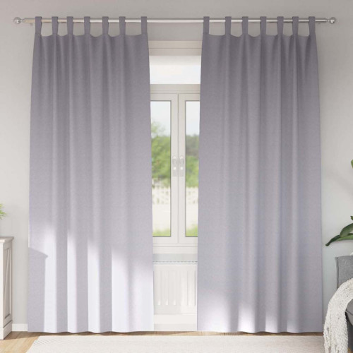 vidaXL Mörkläggningsgardiner med Ringar 2 pcs Metallgrå 225 x 140 cm - Gardiner & Persienner