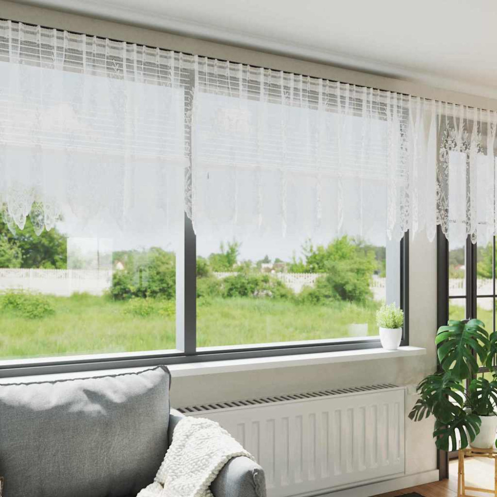 Produktbild för Spetsgardin med gardiner Blommor Vit 80 x 900 cm Polyester