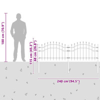 Produktbild för Trädgårdsstängsel Woerden Grå 240 x 115 cm Pulverlackerad stål
