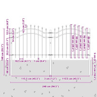Produktbild för Trädgårdsstängsel Woerden Vit 240 x 140 cm Pulverlackerad stål