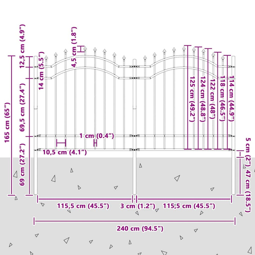 Produktbild för Trädgårdsstängsel Woerden Vit 240 x 165 cm Pulverlackerad stål