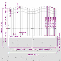 Produktbild för Trädgårdsstängsel Woerden Vit 240 x 190 cm Pulverlackerad stål