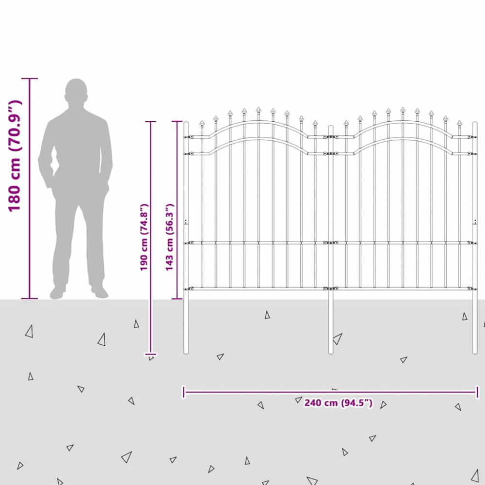 Produktbild för Trädgårdsstängsel Woerden Vit 240 x 190 cm Pulverlackerad stål