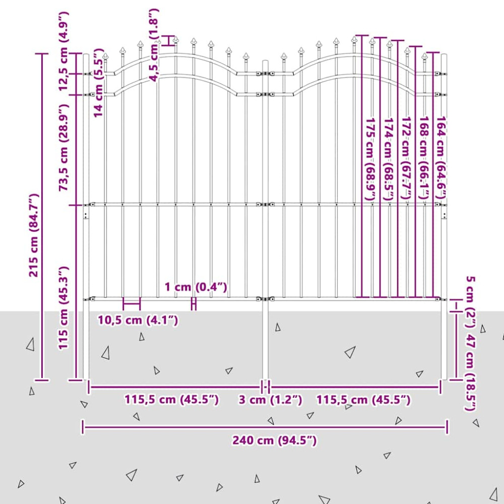Produktbild för Trädgårdsstängsel Woerden Vit 240 x 215 cm Pulverlackerad stål
