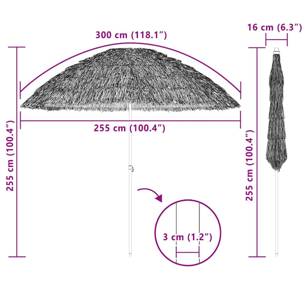 Produktbild för Trädgårdsparasol Naturfärg 255 x 255 x 255 cm