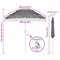 Produktbild för Badparasol Naturfärg 160 x 160 x 196 cm Polyester och Stål