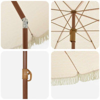Produktbild för Badparasol Gul och Vit 160 x 160 x 196 cm Polyester och Stål