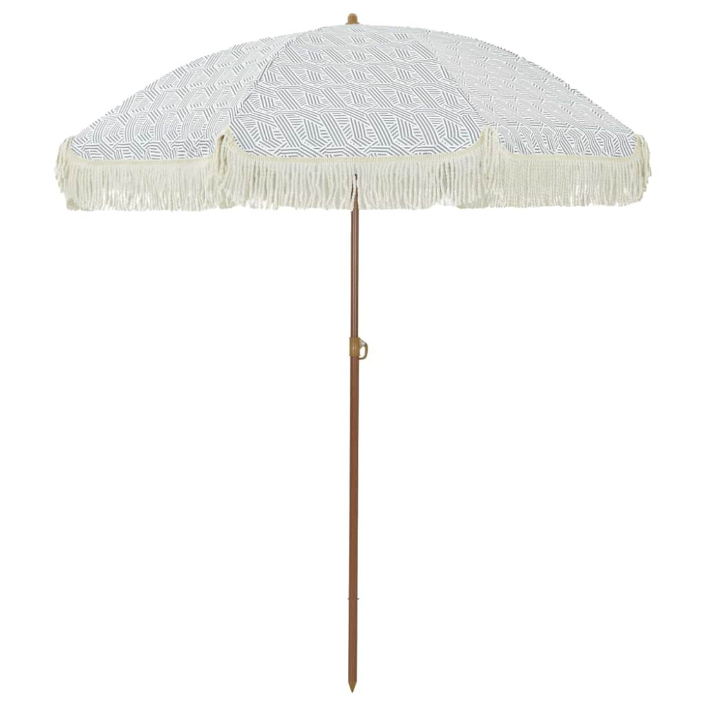 Produktbild för Badparasol Grå och Vit 160 x 160 x 196 cm Polyester och Stål