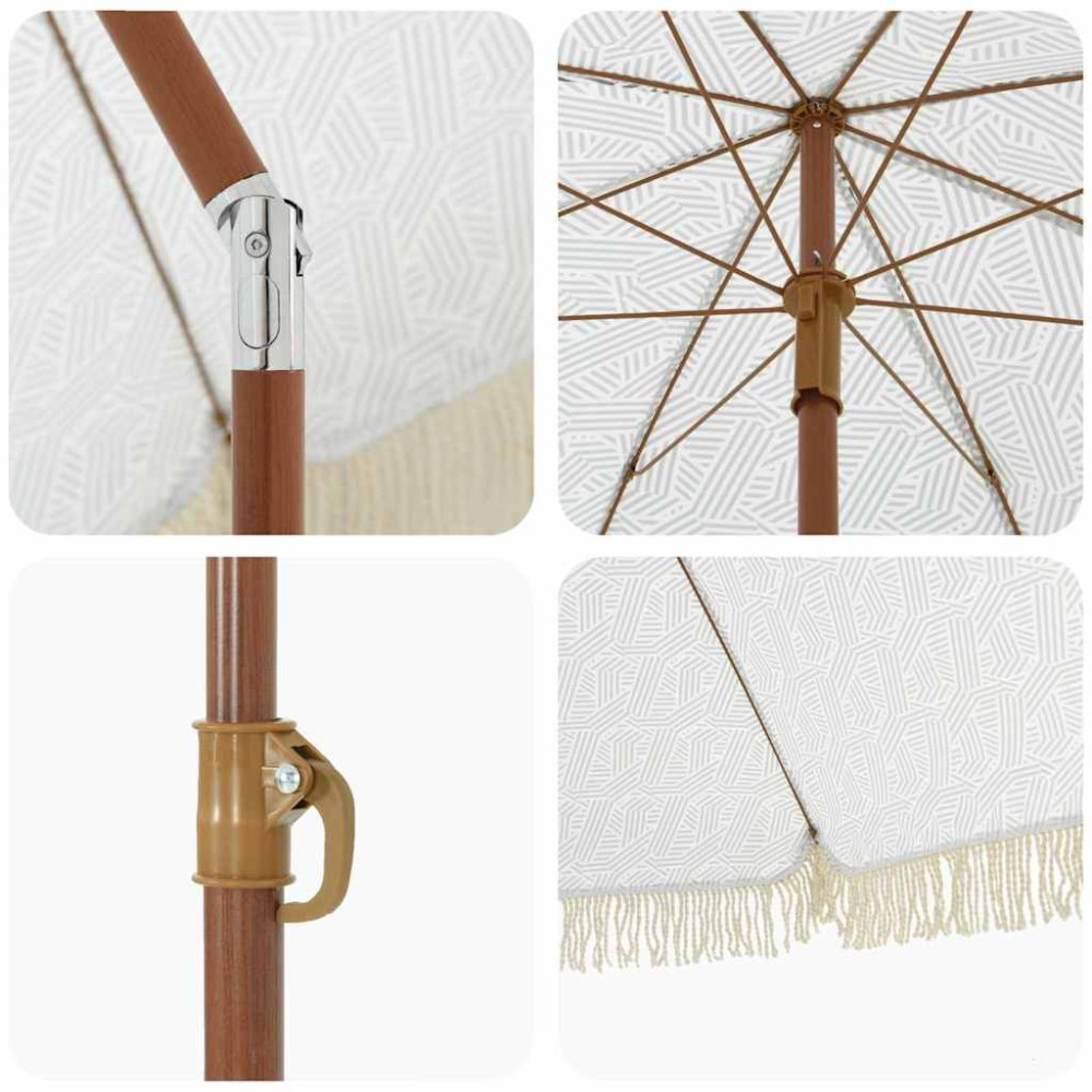 Produktbild för Badparasol Grå och Vit 160 x 160 x 196 cm Polyester och Stål