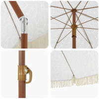 Produktbild för Badparasol Grå och Vit 160 x 160 x 196 cm Polyester och Stål