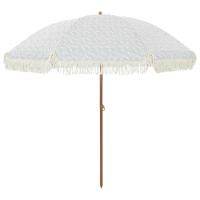 Produktbild för Badparasol Grå och Vit 205 x 205 x 210 cm Polyester och Stål