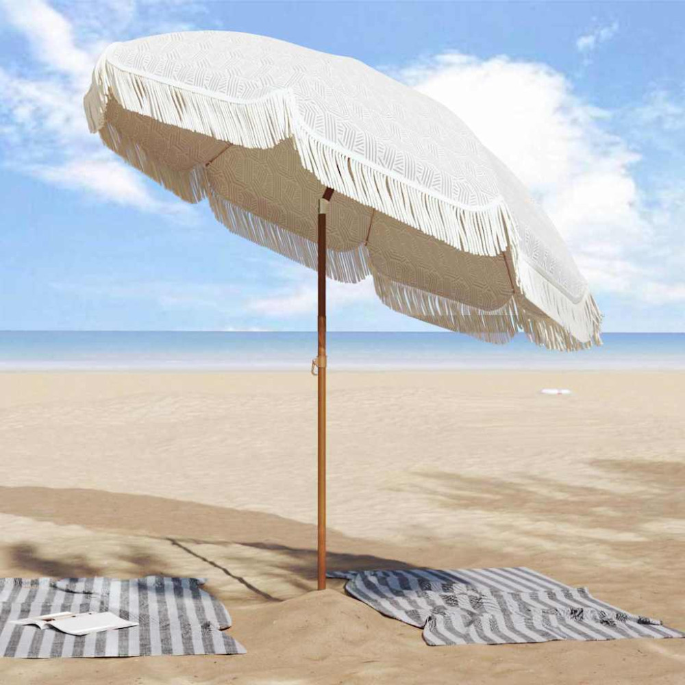 Produktbild för Badparasol Grå och Vit 205 x 205 x 210 cm Polyester och Stål