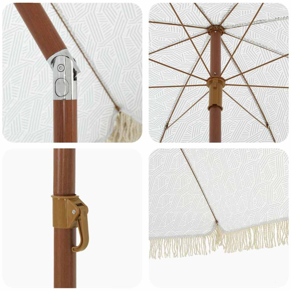 Produktbild för Badparasol Grå och Vit 205 x 205 x 210 cm Polyester och Stål