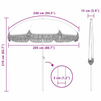 Produktbild för Badparasol Grå och Vit 205 x 205 x 210 cm Polyester och Stål