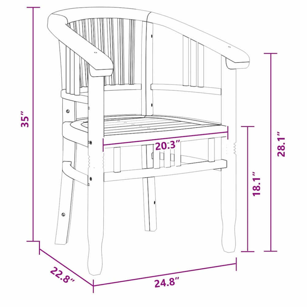 Produktbild för Stol 2 pcs Brun 63 x 58 x 89 cm Massivt teakträ