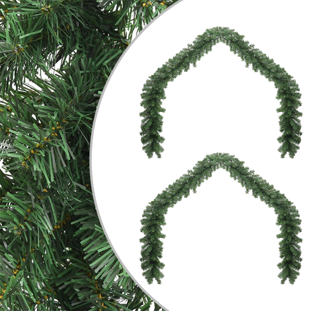 Produktbild för Julgirlander 2 pcs Grön 20 m PVC