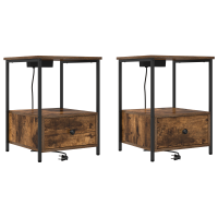 Produktbild för Nattduksbord 2 pcs Rökt ek 42 x 41 x 56 cm Konstruerat trä