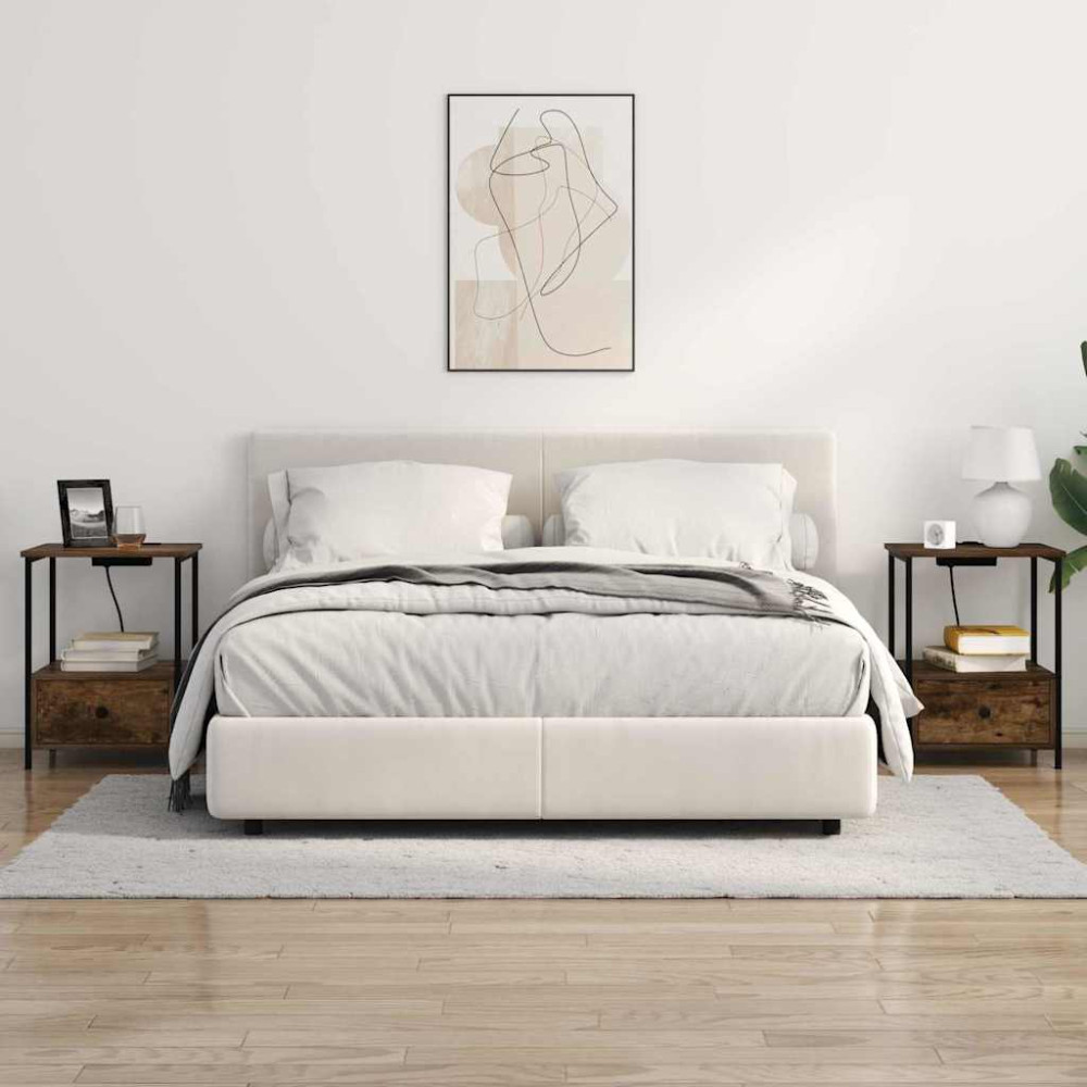Produktbild för Nattduksbord 2 pcs Rökt ek 42 x 41 x 56 cm Konstruerat trä