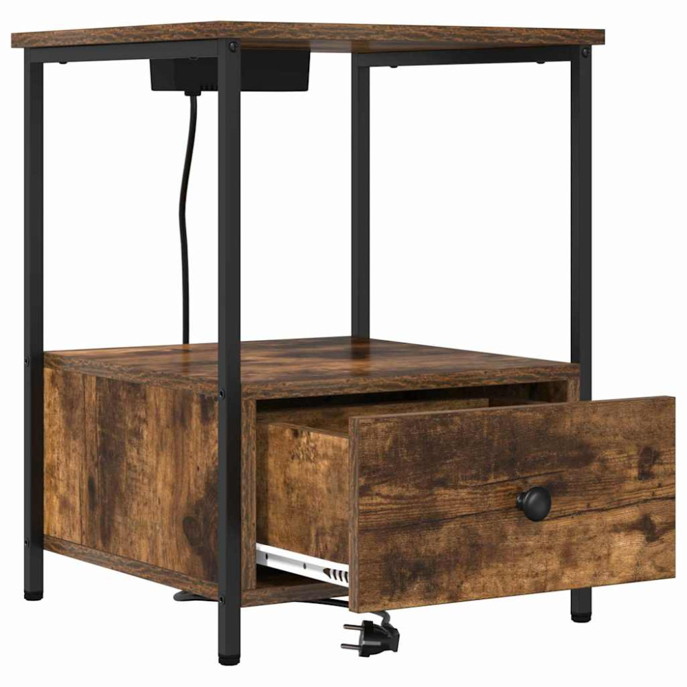 Produktbild för Nattduksbord 2 pcs Rökt ek 42 x 41 x 56 cm Konstruerat trä