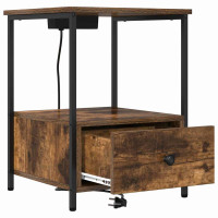Produktbild för Nattduksbord 2 pcs Rökt ek 42 x 41 x 56 cm Konstruerat trä