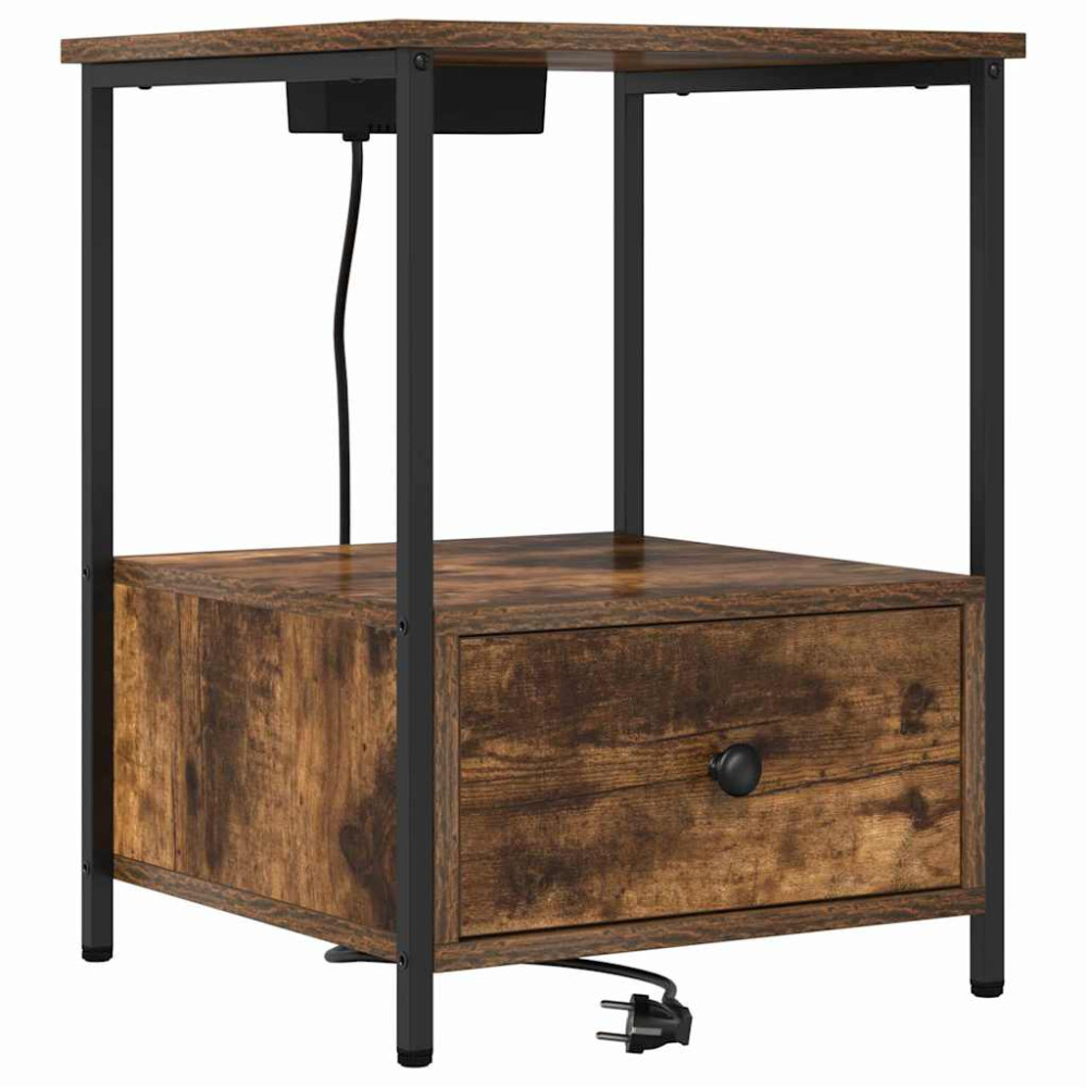 Produktbild för Nattduksbord 2 pcs Rökt ek 42 x 41 x 56 cm Konstruerat trä