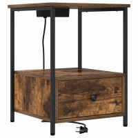 Produktbild för Nattduksbord 2 pcs Rökt ek 42 x 41 x 56 cm Konstruerat trä